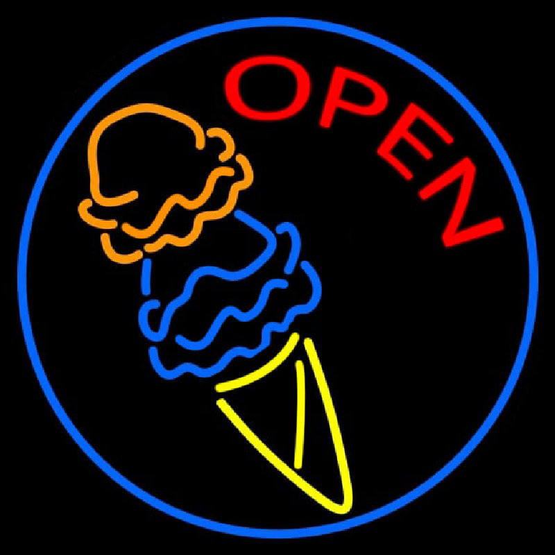 Custom Cone Ice Cream Open Neon Sign Usa Custom Neon Signs Shop Neon Signs Usa