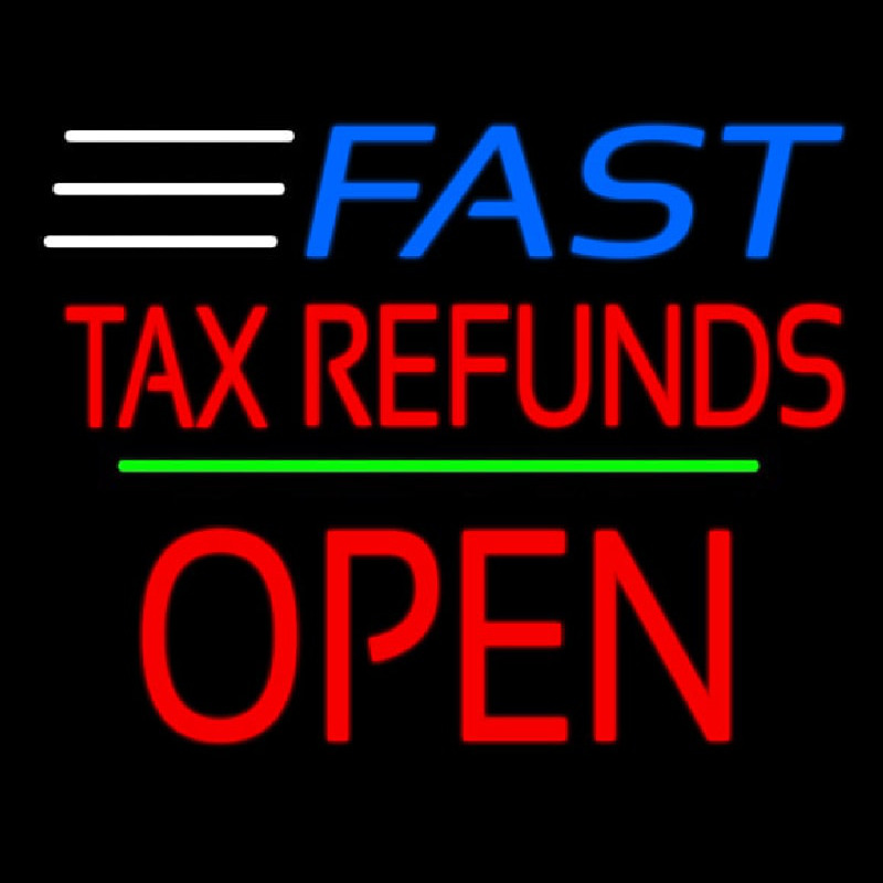 Custom Fast Tax Refunds Block Open Line Neon Sign USA Custom Neon