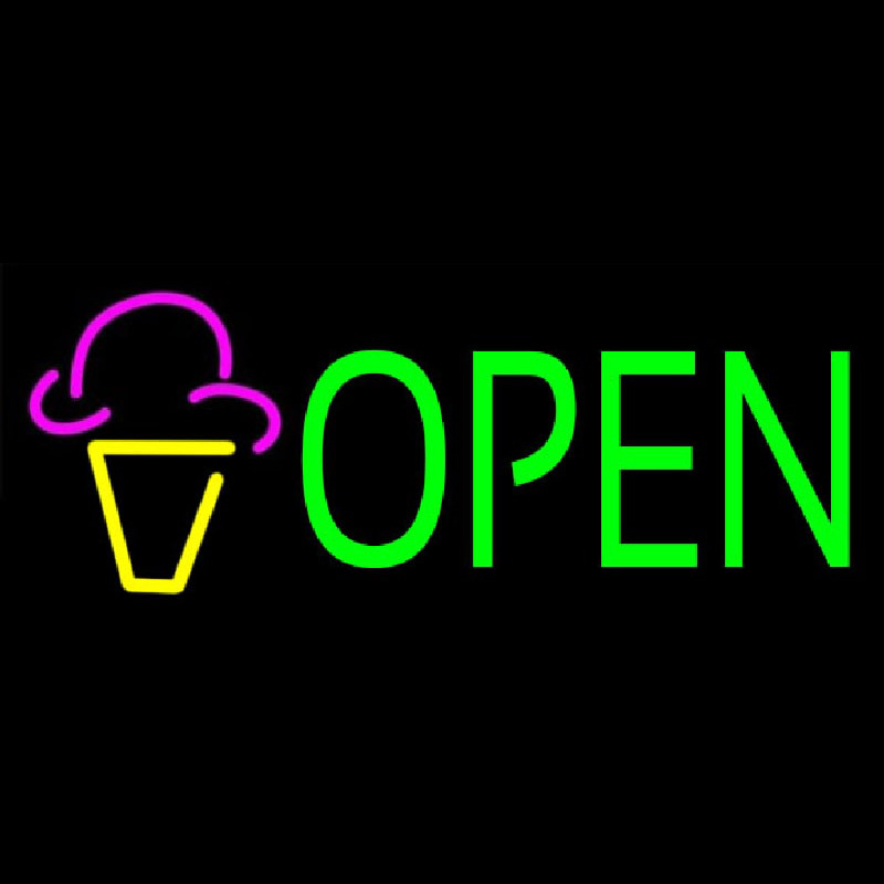 Custom Green Open Ice Cream Cone Neon Sign Usa Custom Neon Signs Shop Neon Signs Usa