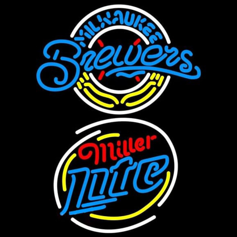 Custom Miller Lite Raunded Milwaukee Brewers MLB Beer Sign Neon Sign ...