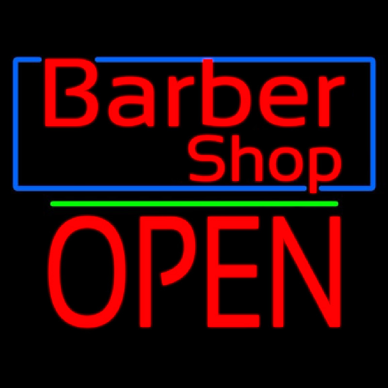 Red Barber Shop Blue Border Neon Sign18415 1 